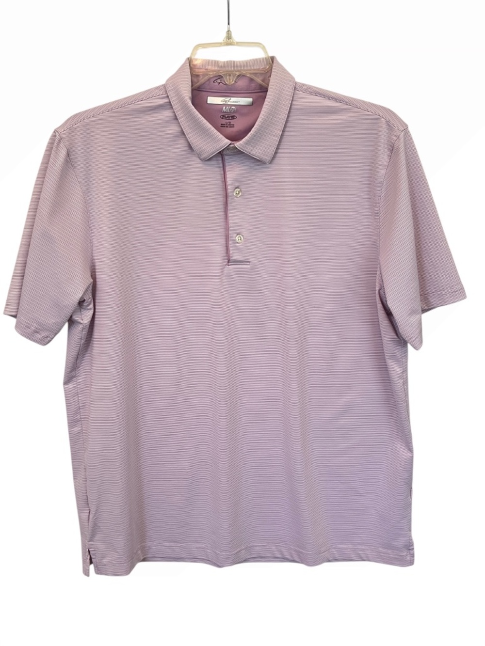 Greg Norman ML75 Play Dry Polo Shirt Sz Large Short Sleeve Performance Lt Purple